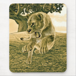 Tapis De Souris Lionne Chasseuse