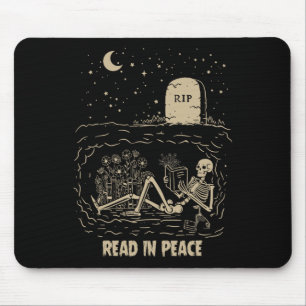 Tapis De Souris Lire En Paix Squelette Lecture Livres Drôle Hallow