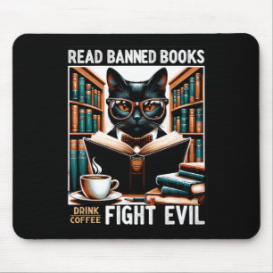 Tapis De Souris Lire Livres Interdits Boire Café Combattre Le Mal 
