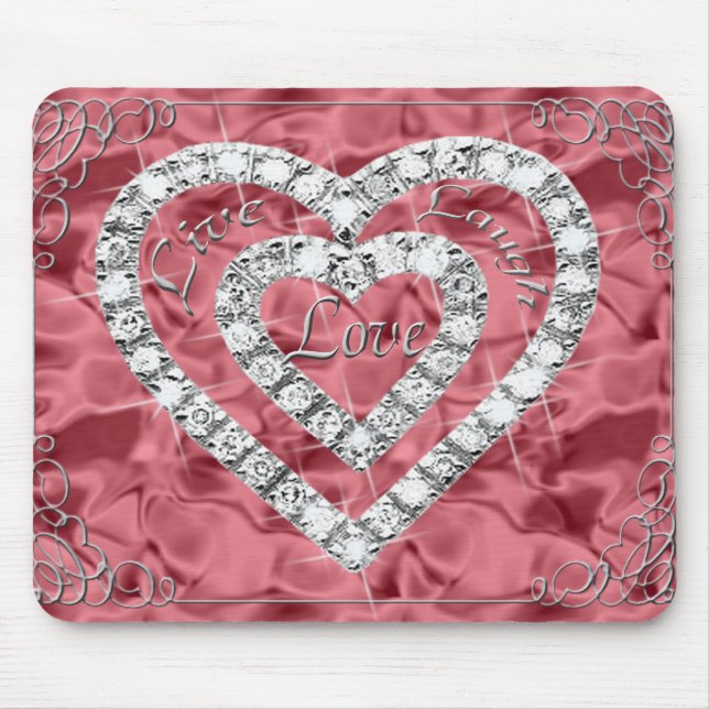 Tapis De Souris Live Lauver Love Diamond Heart Red Mouse Pad (Devant)