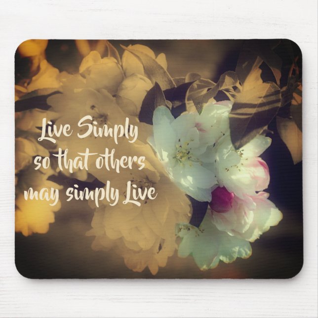 Tapis De Souris Live Simply Blossoms Mots Inspirants (Devant)