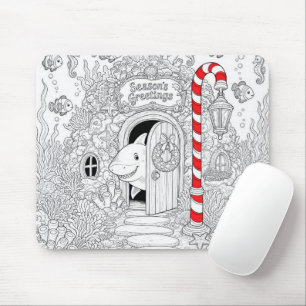 Tapis De Souris Livre de coloriage de Noël avec requin