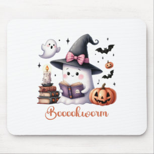 Tapis De Souris Livre de lecture de fantôme Coquette Bow Halloween