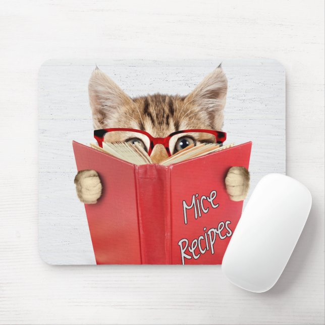 Tapis De Souris Livre de recettes de lecture de chats (Avec souris)