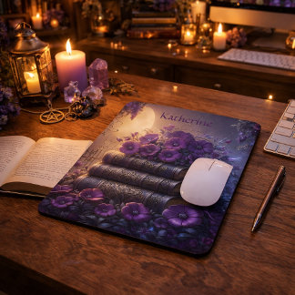 Tapis De Souris Livre Gothique Fleur Violet