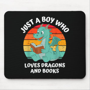 Tapis De Souris Livres Garçon Aime Dragons Illustration Enfants