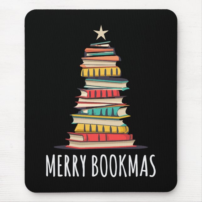 Tapis De Souris Livres Noël Arbre Joyeux Livres (Devant)