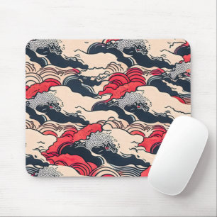 Tapis De Souris L'océan Vintage Abstrait Waves Art à la japonaise 
