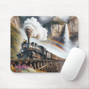 Tapis De Souris Locomotive à vapeur vintage sur un chevalet de mon