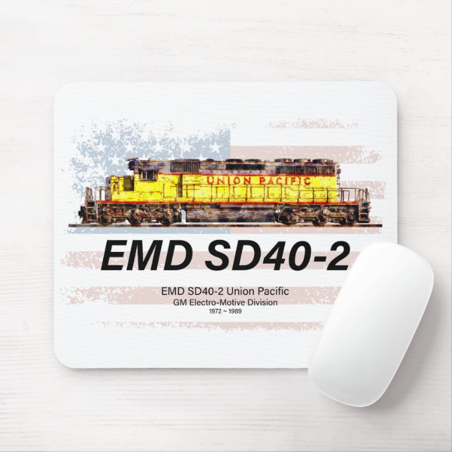 Tapis De Souris Locomotive diesel EMD SD40-2. drapeau américain (Avec souris)
