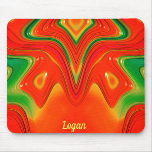 Tapis De Souris LOGAN ~ Design vert rouge et jaune