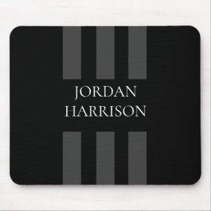 Tapis de souris Logo bandes grises noires élégant
