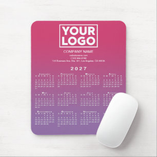 Tapis De Souris Logo de la société de calendrier 2027 dégradé rose