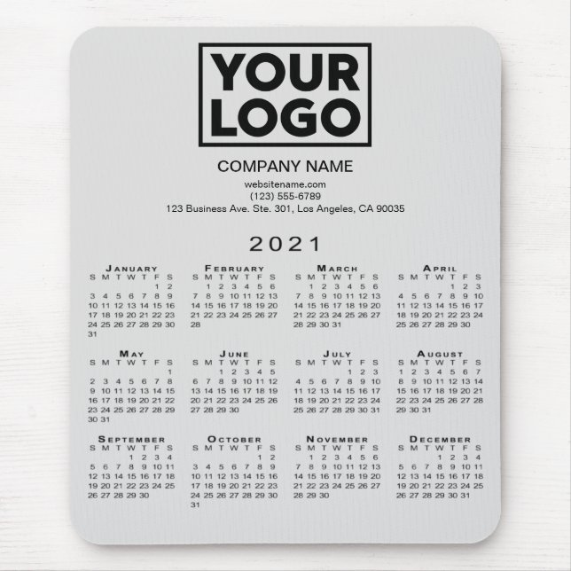 Tapis De Souris Logo de l'entreprise 2021 et texte en gris (Devant)