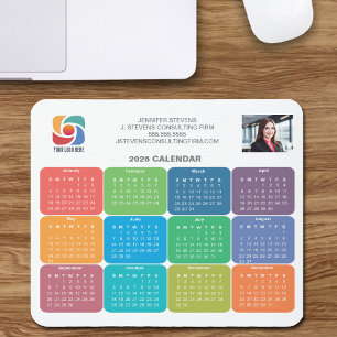 Tapis De Souris Logo de l'entreprise Calendrier coloré 2026