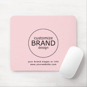 Tapis De Souris Logo de l'entreprise Moderne rose pâle minimaliste