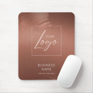 Tapis De Souris Logo de nom d'entreprise en bronze élégant et luxu