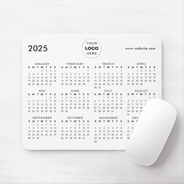 Tapis De Souris Logo d'entreprise 2025 Calendrier Noir (Avec souris)