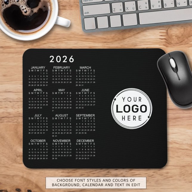 Tapis De Souris Logo d'entreprise 2026 Calendrier Couleurs personn (Créateur téléchargé)