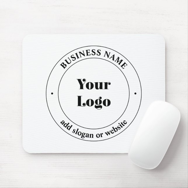 Tapis De Souris Logo d'entreprise et texte promotionnel | Blanc (Avec souris)