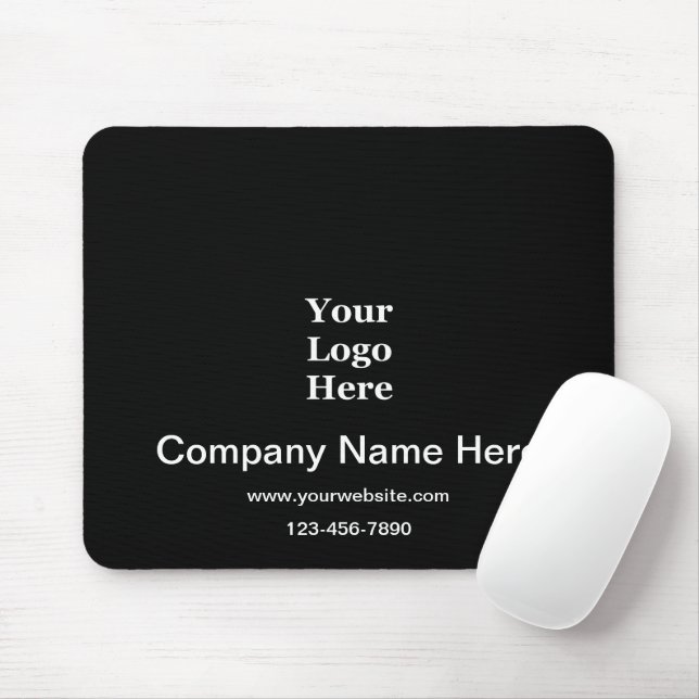 Tapis De Souris Logo d'entreprise Noir et Blanc Nom Téléphone Site (Avec souris)