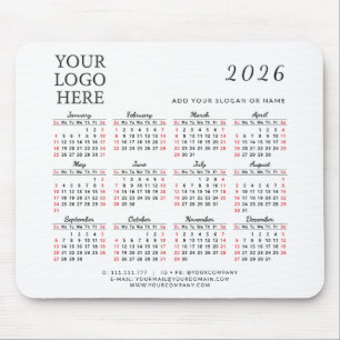 Tapis De Souris Logo d'entreprise personnalisé 2026 Calendrier