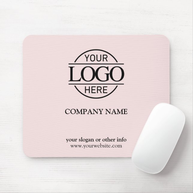 Tapis De Souris Logo d'entreprise personnalisé moderne Blush Pink (Avec souris)