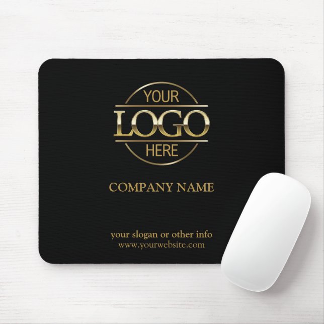 Tapis De Souris Logo d'entreprise promotionnel noir personnalisé (Avec souris)