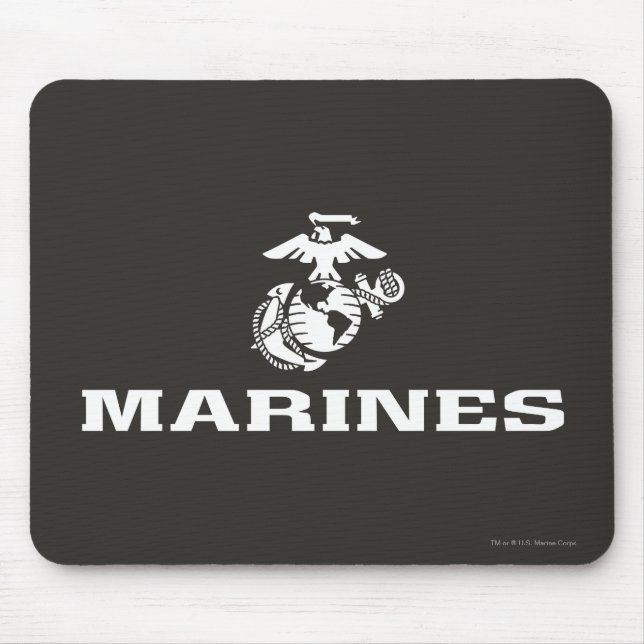Tapis De Souris Logo empilé USMC - Blanc (Devant)