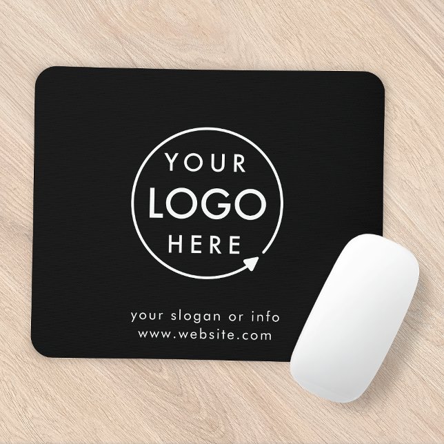 Tapis De Souris Logo Minimaliste (Sleek black company branded professional mousepads for small business promotion.)