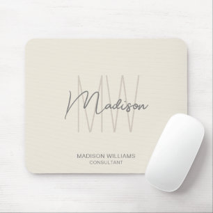 Tapis De Souris Logo Monogramme Moderne Crème Tan Consultant