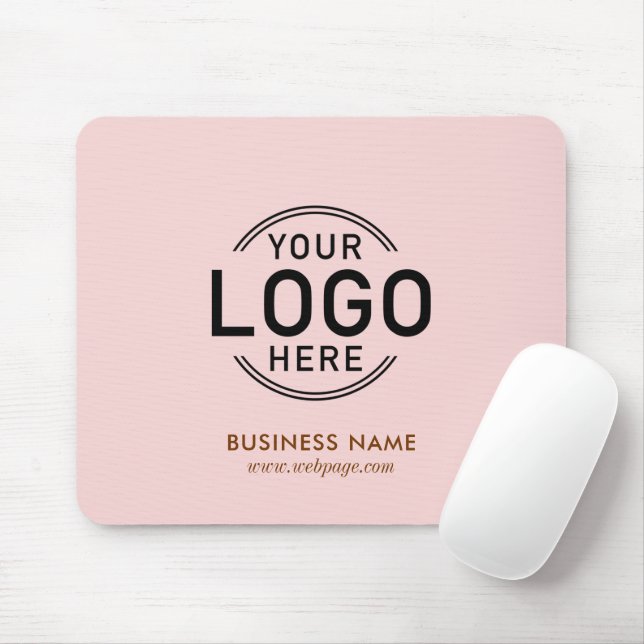Tapis De Souris Logo personnalisé Blush Pink Nom simple Site Web (Avec souris)
