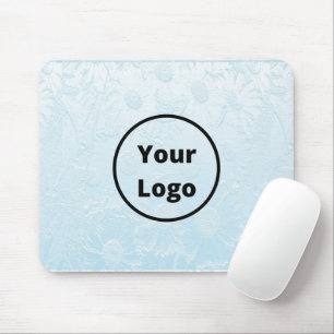 Tapis De Souris Logo personnalisé gravé bleu floral
