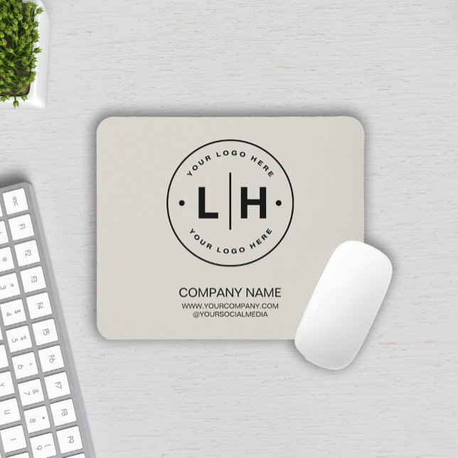 Tapis De Souris Logo personnalisé moderne (Modern Custom Business Logo Neutral Tone Mouse Pad by MINTIC DESIGN STUDIO)