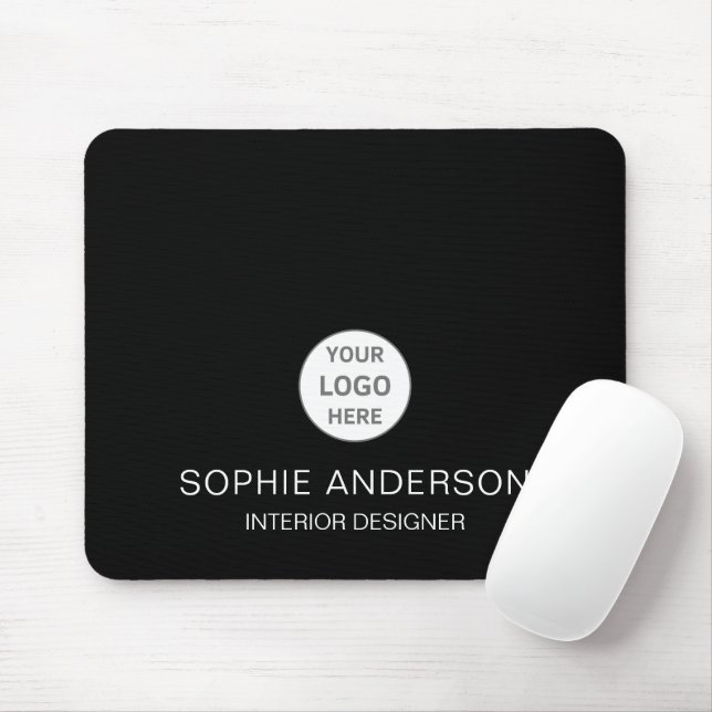 Tapis De Souris Logo Personnalisé Moderne Black Business Professio (Avec souris)