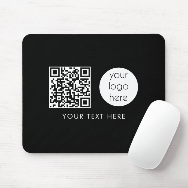 Tapis De Souris Logo professionnel QR Code et texte (Avec souris)