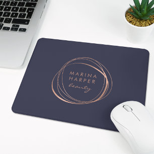 Tapis De Souris Logo rose d'abrégé sur or de Faux