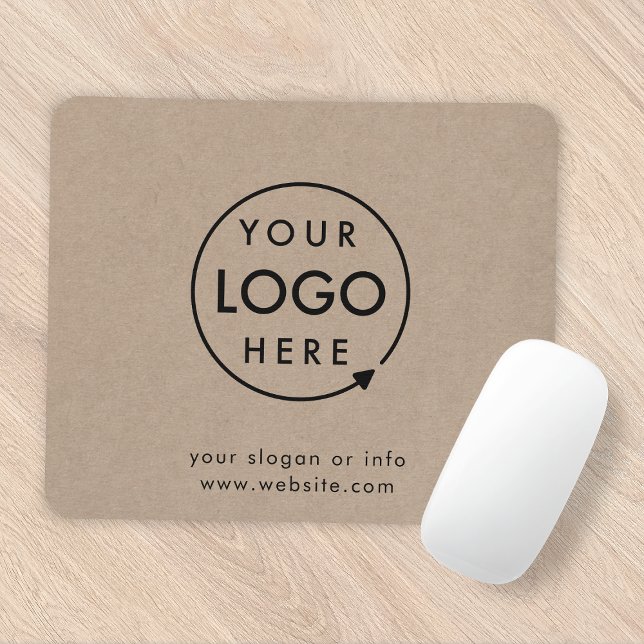 Tapis De Souris Logo Rustique Kraft | Entreprise moderne (Rustic Kraft company branded professional mousepads for small business promotion.)