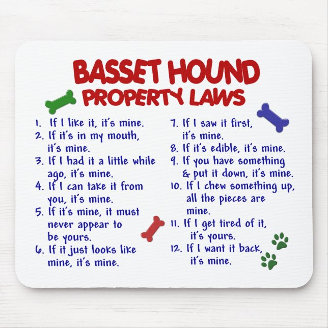 Tapis De Souris Lois 2 de propriété de BASSET HOUND (Devant)