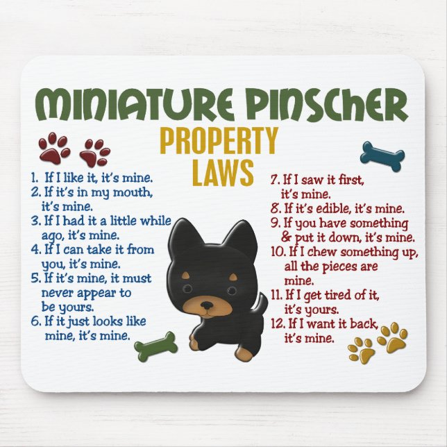 Tapis De Souris Lois 4 de propriété de Pinscher miniature (Devant)