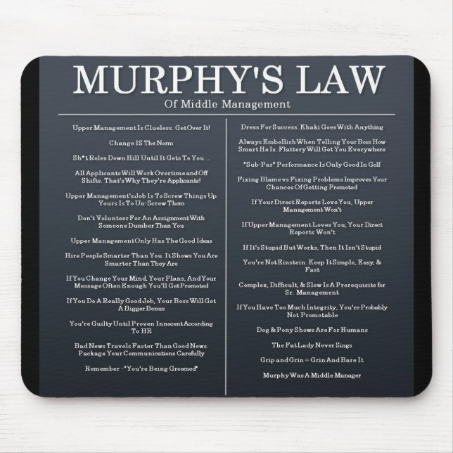 Tapis De Souris Lois de Murphys de cadre moyen (Devant)