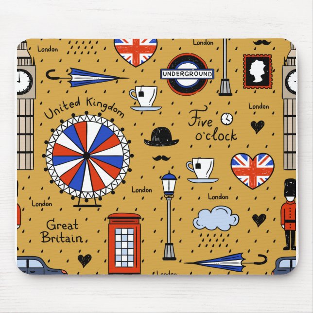 Tapis De Souris London Doodles (Devant)