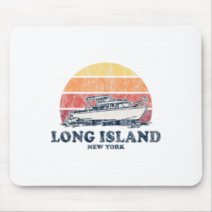 Tapis De Souris Long Island Ny Vintage Bateau 70s Rétro Conception
