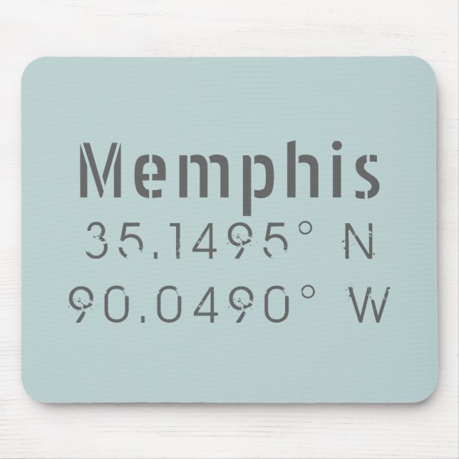 Tapis De Souris Longitude de la latitude de Memphis (Devant)
