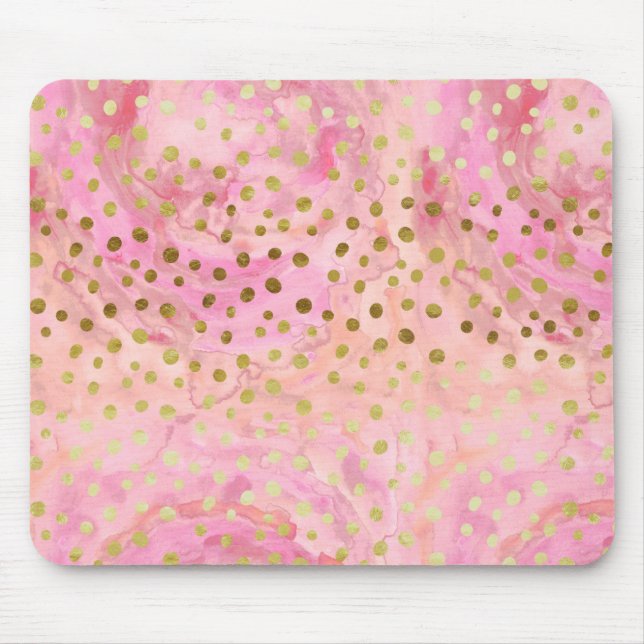 Tapis De Souris L'or rose pointille l'aquarelle fascinante moderne (Devant)