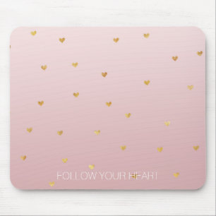 Tapis De Souris L'or rougissent les coeurs roses d'Ombre