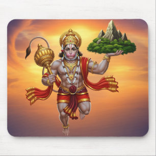 Tapis De Souris Lord Hanuman Flying Lifting Mountain