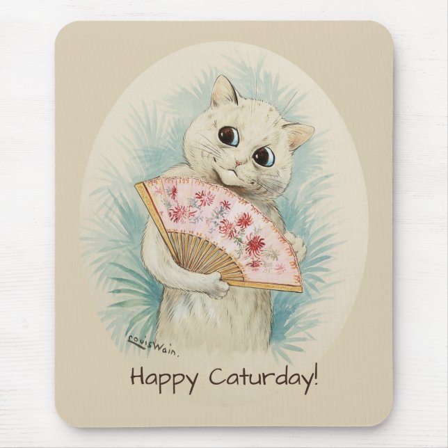 Tapis De Souris Louis Wain Chat blanc avec ventilateur CC0074 (Devant)