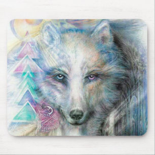 Tapis De Souris Loup blanc artistique