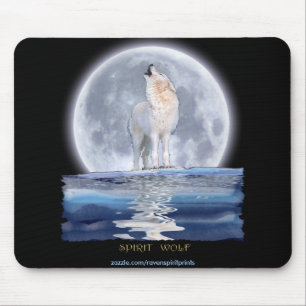TAPIS DE SOURIS LOUP BLANC ET LUNE ALASKA